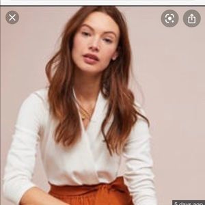 Anthropologie Maeve Faux Wrap Knit Top